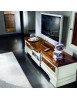MOBILI 2G - Porta tv classico 2 cassetti legno shabby bicolore  200x52x50 vista laterale