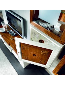 MOBILI 2G - Porta tv classico 2 cassetti legno shabby bicolore  200x52x50 vista frontale