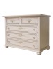 MOBILI 2G - Cassettiera classica 5 cassetti legno shabby avorio patinato 122x55x90 vista frontale