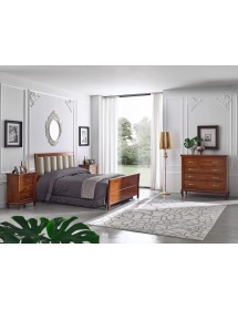 MOBILI 2G - Camera in legno massello arte povera tinta noce finitura bassano vista totale dei componenti