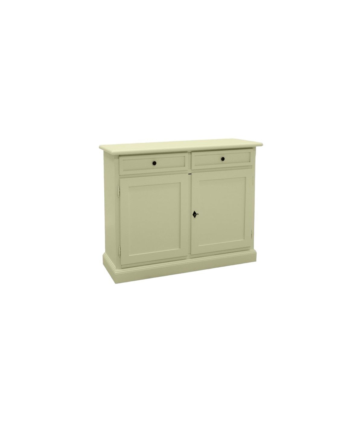 MOBILI 2G - Madia Credenza Shabby Chic In Legno 2 Porte avorio 105x42x85 vista frontale