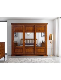 Armadio classico 3 ante scorrevoli in legno vetro finitura bassano 294x65x258