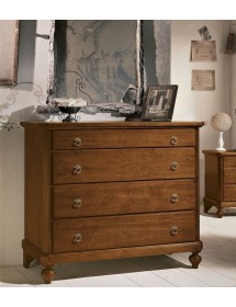 MOBILI 2G - Cassettiera classica 4 cassetti legno massello tinta noce 119x52x101 vista frontale
