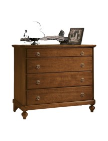 MOBILI 2G - Cassettiera classica 4 cassetti legno massello tinta noce 119x52x101 vista frontale