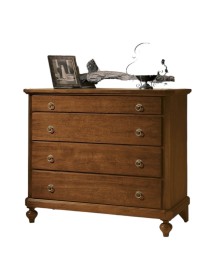 MOBILI 2G - Cassettiera classica 4 cassetti legno massello tinta noce 119x52x101 vista frontale