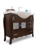 MOBILI 2G - Mobile bagno completo classico colonna legno brillanti tinta noce vista laterale