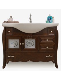MOBILI 2G - Mobile bagno completo classico colonna legno brillanti tinta noce vista frontale