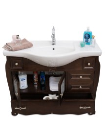 MOBILI 2G - Mobile bagno completo classico colonna legno brillanti tinta noce vista frontale