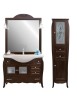 MOBILI 2G - Mobile bagno completo classico colonna legno brillanti tinta noce vista frontale