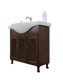 MOBILI 2G - MOBILE BAGNO CLASSICO LEGNO TINTA NOCE NOCE L.85 P.50 VISTA FRONTALE