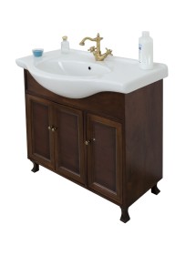 MOBILI 2G - MOBILE BAGNO CLASSICO LEGNO TINTA NOCE NOCE L.85 P.50 VISTA FRONTALE