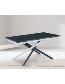 Mobili 2G - Tavolo moderno allungabile piano pietra grigio scuro 160x90x78 vista laterale