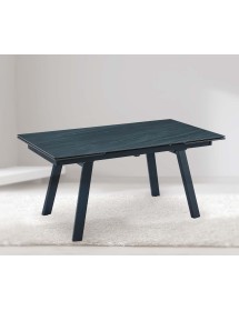 Mobili 2G - Tavolo moderno allungabile piano pietra grigio scuro 160x90x78 vista frontale