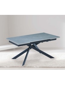 Mobili 2G - Tavolo moderno allungabile piano pietra ardesia grigio chiaro 160x90x78 vista laterale