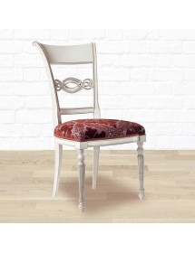 MOBILI 2G - Sedia classica imbottita tessuto shabby bianco 51x64x99 vista frontale