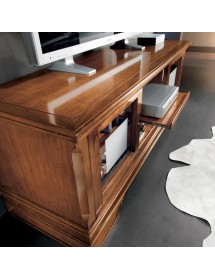 MOBILI 2G - Parete Attrezzata classica porta tv legno bassano vista laterale tiretto estraibile