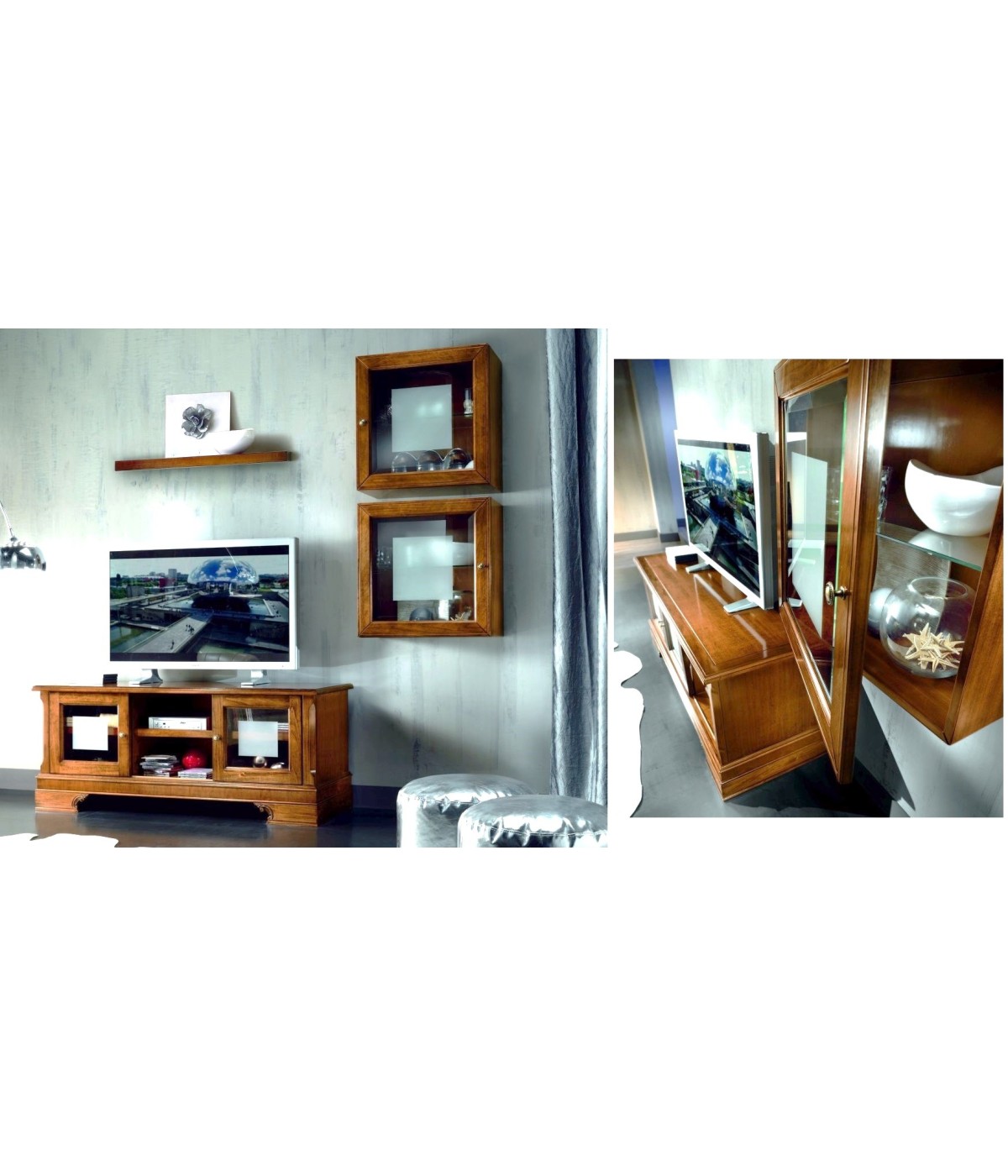 MOBILI 2G - Parete Attrezzata classica porta tv legno bassano vista frontale