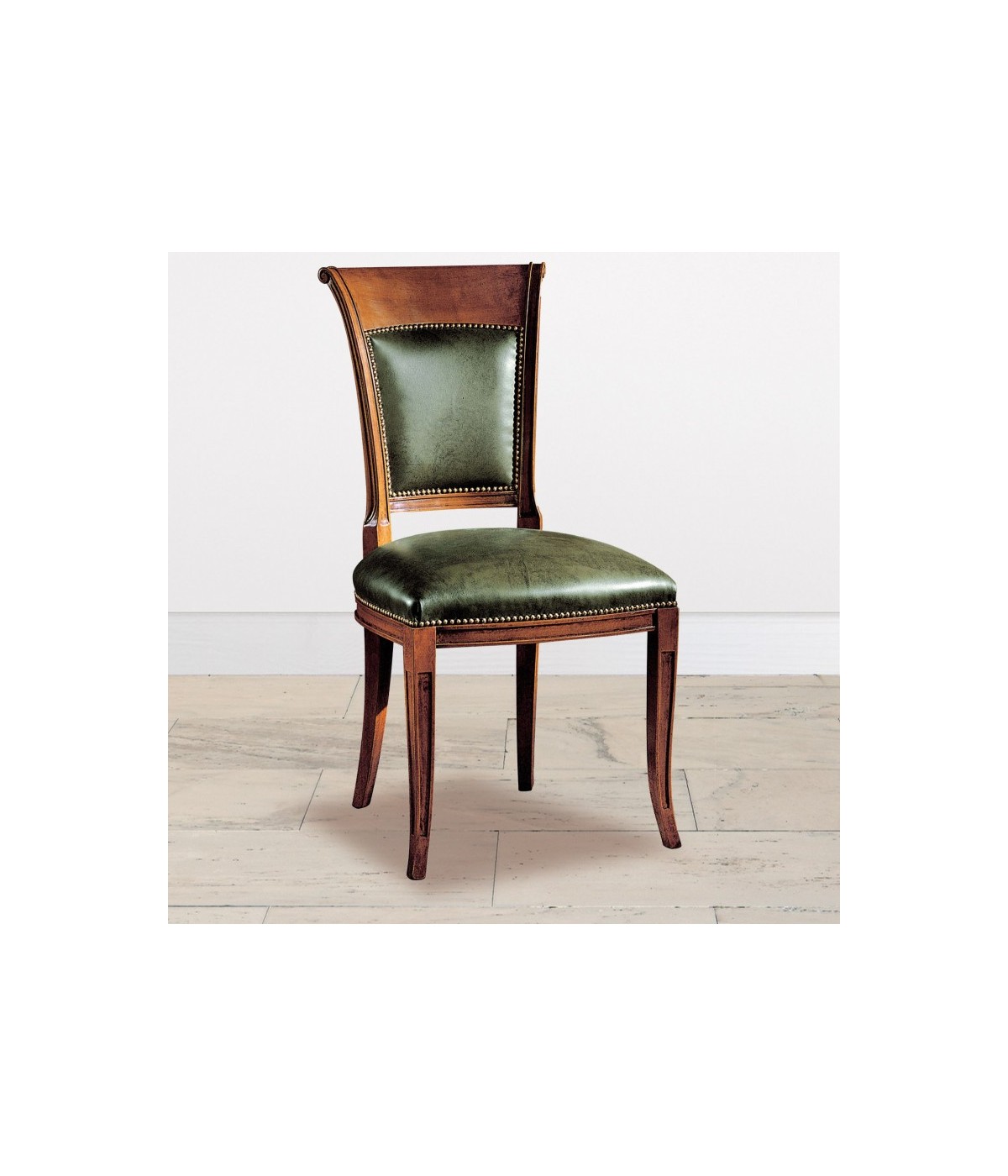 MOBILI 2G - Sedia classica imbottita legno ecopelle tessuto 48x60x97 vista ecopelle