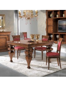 MOBILI 2G - Tavolo quadrato allungabile classico legno tinta noce 128X128x78 vista frontale