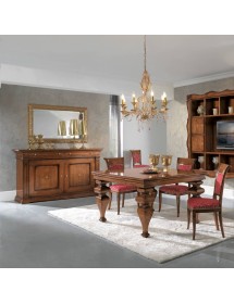 MOBILI 2G - Tavolo quadrato allungabile classico legno tinta noce 128X128x78 vista frontale