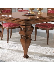 MOBILI 2G - Tavolo quadrato allungabile classico legno tinta noce 128X128x78 vista frontale gamba