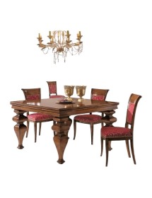 MOBILI 2G - Tavolo quadrato allungabile classico legno tinta noce 128X128x78 vista frontale