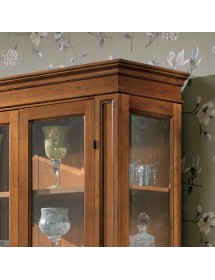 MOBILI 2G - Vetrina classica 2 porte 1 cassetto legno bassano segreto 142X49x210 vista frontale cappello