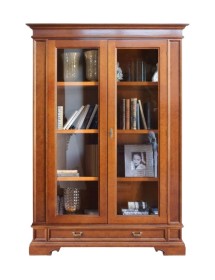 MOBILI 2G - Vetrina classica 2 porte 1 cassetto legno bassano segreto 142X49x210 vista frontale