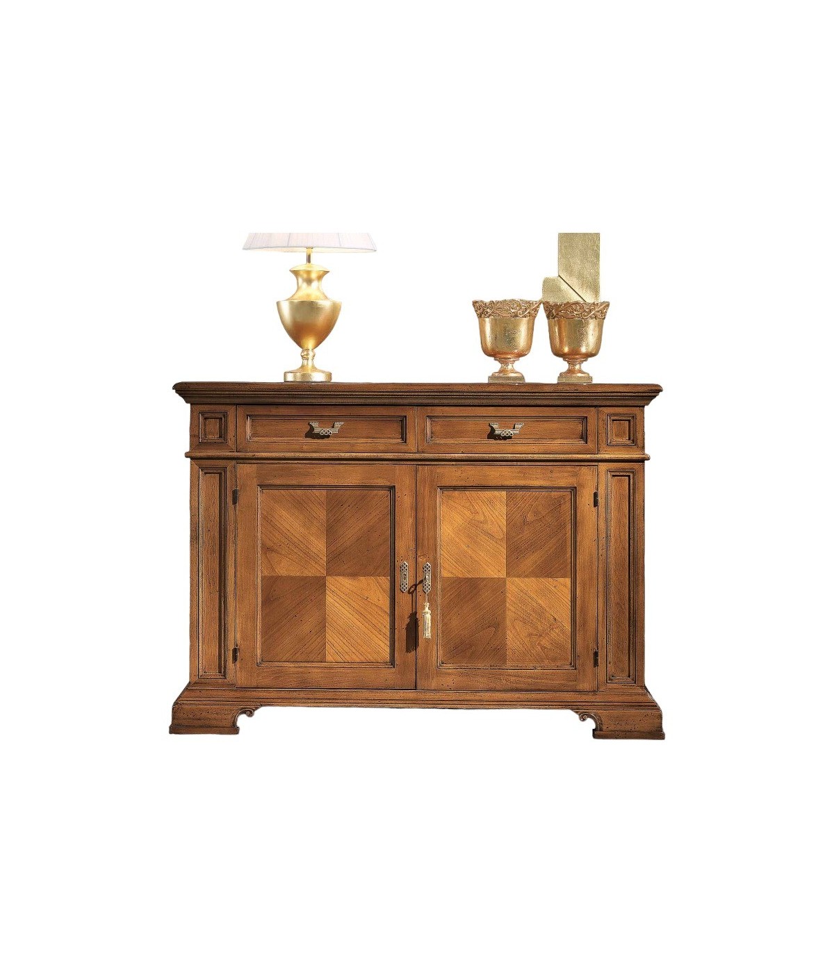 MOBILI 2G - Credenza classica 2 porte 2 cassetti legno  bassano segreto 141X48x101 vista frontale