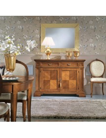 MOBILI 2G - Credenza classica 2 porte 2 cassetti legno  bassano segreto 141X48x101 vista frontale