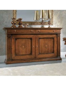 MOBILI 2G -  Soggiorno Classico Completo Legno Intarsio Finitura Bassano segreto VISTA FRONTALE