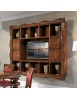 MOBILI 2G -  Soggiorno Classico Completo Legno Intarsio Finitura Bassano segreto VISTA FRONTALE PARETE PORTA TV