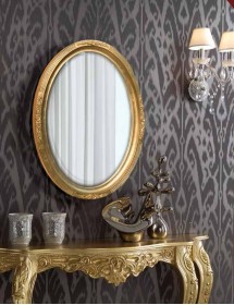 Specchiera in foglia oro ovale- Misure: l.60 x h.80 x p.5