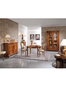 MOBILI 2G -  Soggiorno Classico Completo Legno spina pesce Bassano segreto VISTA FRONTALE COMPLETA