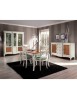 MOBILI 2G - Vetrina classica 2 porte legno intarsio floreale bianco shabby 163X45X207 VISTA FRONTALE