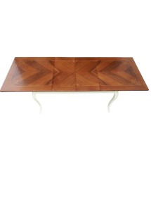 MOBILI 2G - Tavolo rettangolare allungabile legno shabby bicolore 160X90x78 vista laterale piano