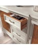 MOBILI 2G - Soggiorno Classico completo Legno intarsiato bicolore shabby VISTA FRONTALE CREDENZA CASSETTI APERTI