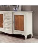 MOBILI 2G - Soggiorno Classico completo Legno intarsiato bicolore shabby VISTA FRONTALE CREDENZA