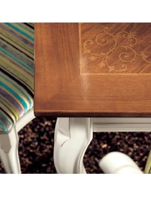 MOBILI 2G -  Soggiorno Classico completo Legno intarsiato bicolore shabby VISTA FRONTALE INTARSIO TAVOLO