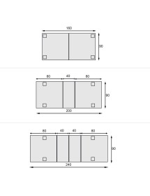 MOBILI 2G -  Soggiorno Classico completo Legno intarsiato bicolore shabby VISTA FRONTALE MISURE TAVOLO