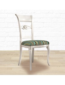 MOBILI 2G -  Soggiorno Classico completo Legno intarsiato bicolore shabby VISTA FRONTALE SEDIA