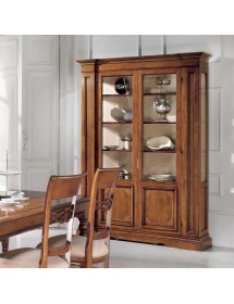 MOBILI 2G - Vetrina classica 2 porte intarsio legno bassano 160X43x205 vista frontale