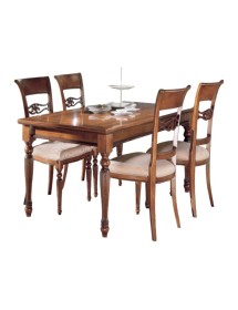 MOBILI 2G - Tavolo rettangolare allungabile legno intarsiato bassano 160X90x77 vista frontale