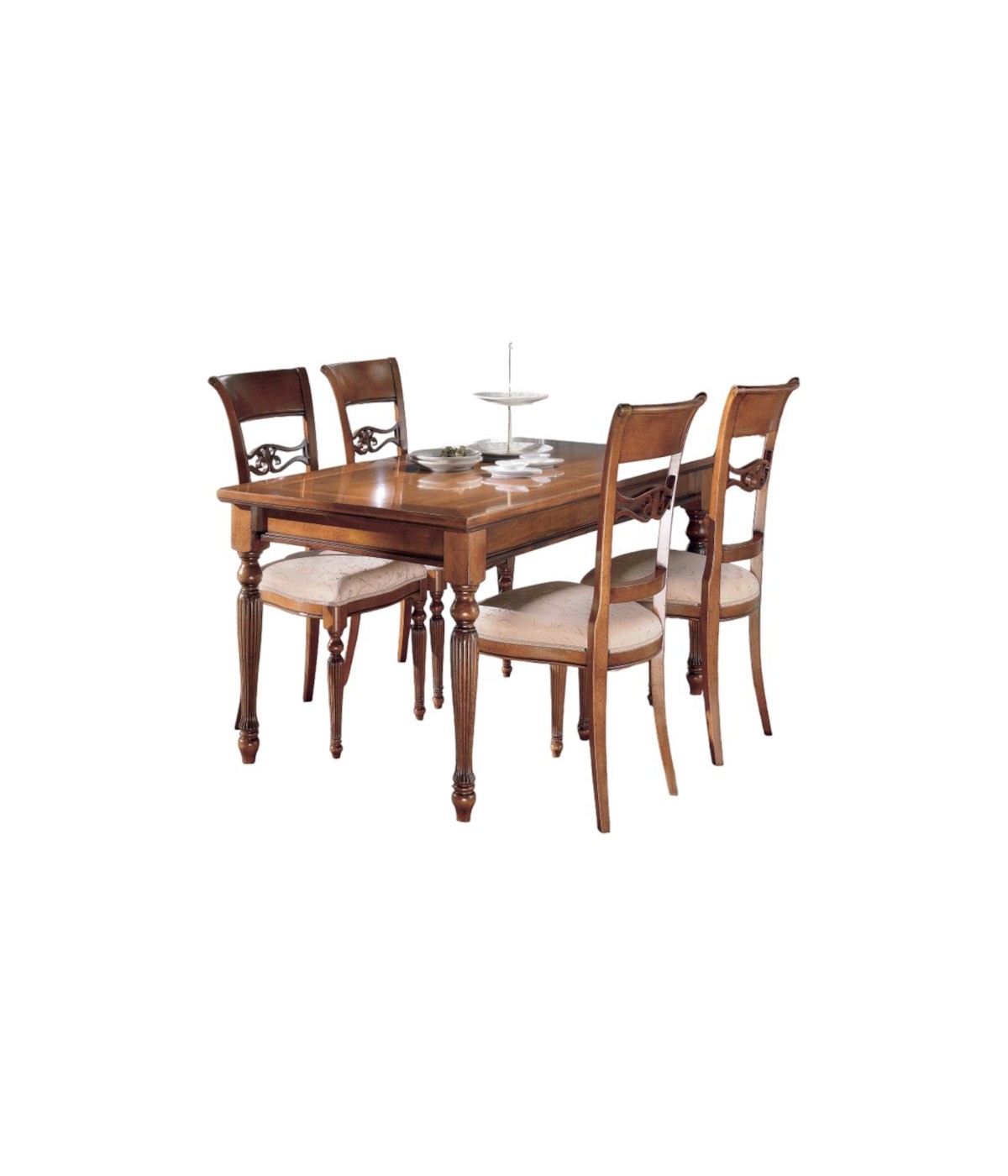 MOBILI 2G - Tavolo rettangolare allungabile legno intarsiato bassano 160X90x77 vista frontale