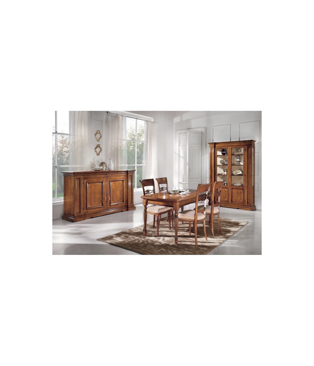 MOBILI 2G -  Soggiorno Classico Completo Legno intarsio Bassano vista frontale