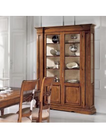 MOBILI 2G -  Soggiorno Classico Completo Legno intarsio Bassano vista frontale vetrina