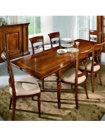 MOBILI 2G -  Soggiorno Classico Completo Legno intarsio Bassano vista frontale tavolo