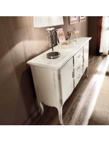 MOBILI 2G - Soggiorno Provenzale Legno bianco consumato shabby vista laterale