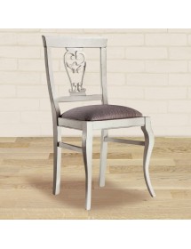 MOBILI 2G - Tavolo quadrato fisso legno bianco shabby 100X100x78 vista frontale sedia