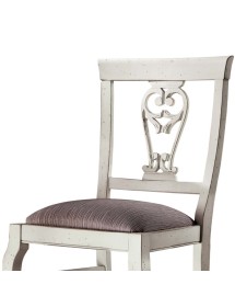 MOBILI 2G - Tavolo quadrato fisso legno bianco shabby 100X100x78 vista frontale sedia imbottita